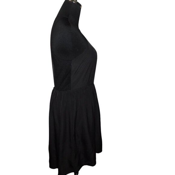 BCBGeneration Little Black Dress With Lace Halter Design W/ Spaghetti Straps - Picture 2 of 10